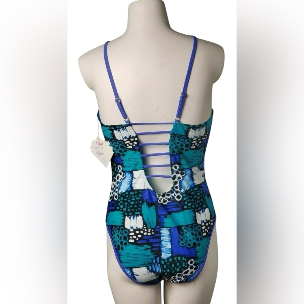 BLEU ROD BEATTIE plus size 14 geometric shape pattern one piece swimsuit NWT - Picture 4 of 8